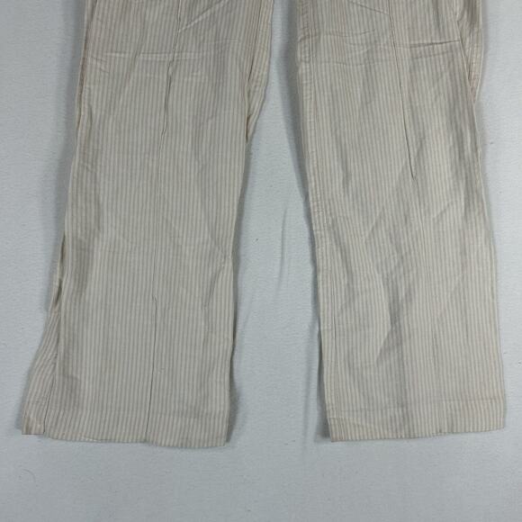 Banana Republic Relaxed Fit Wide Leg Linen Blend Pants Women's 6 Beige Striped - Picture 4 of 14